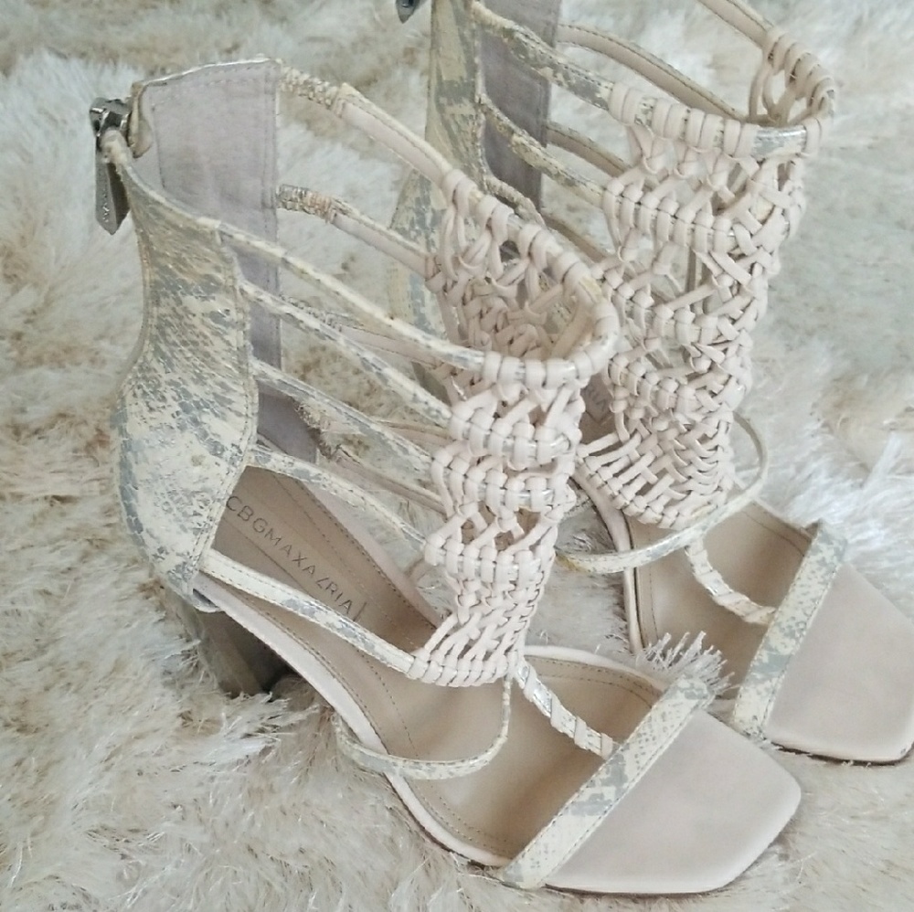 Snake print cage sandals